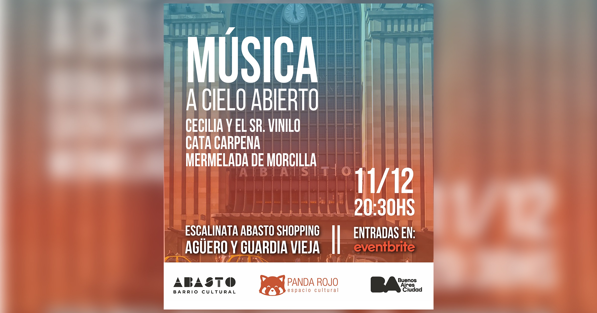Cecillia y el Sr Vinilo, Cata Carpena y Mermelada de Morcilla en las Escalinatas del Abasto
