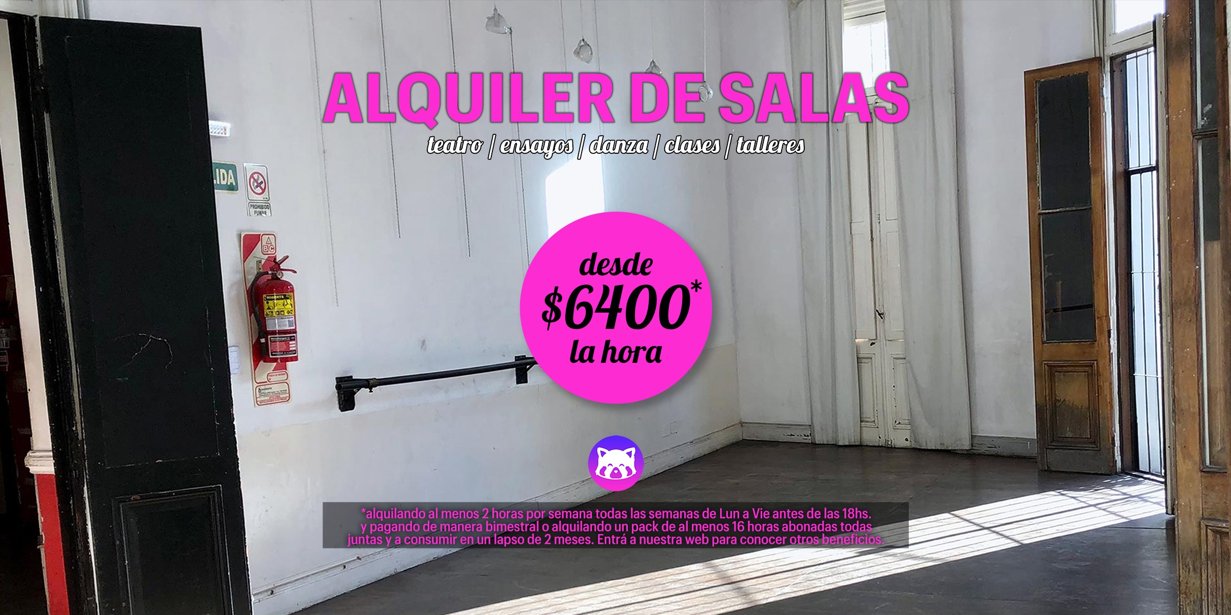 Alquiler de Salas – Alquila salas en el corazón del Abasto – Perfectas para talleres, ensayos y clases - En Panda Rojo Espacio Cultural
